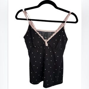 G. Black Polka Dot Camisole with Pink Straps size M